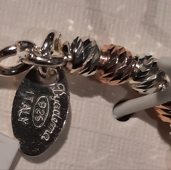 NWT Solid 2 TONE Rose & Yellow GOLD BRACELET ITALY  🇮🇹 DIAMOND CUT BEADS Bolo - Picture 2 of 9